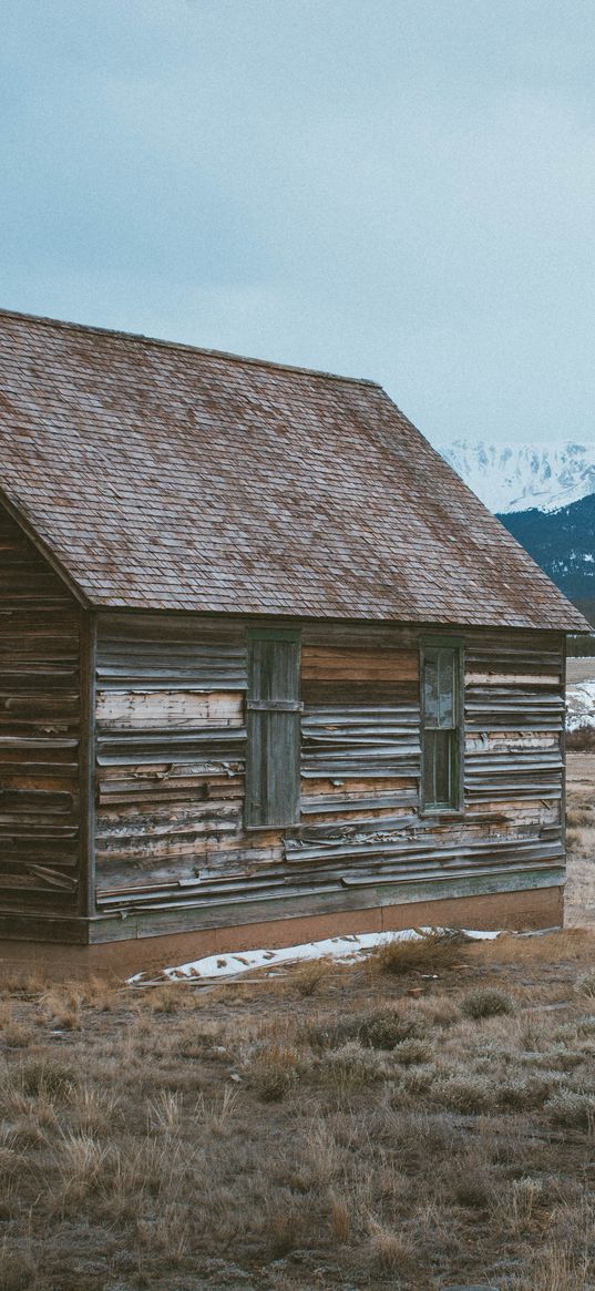 barn, building, mountains