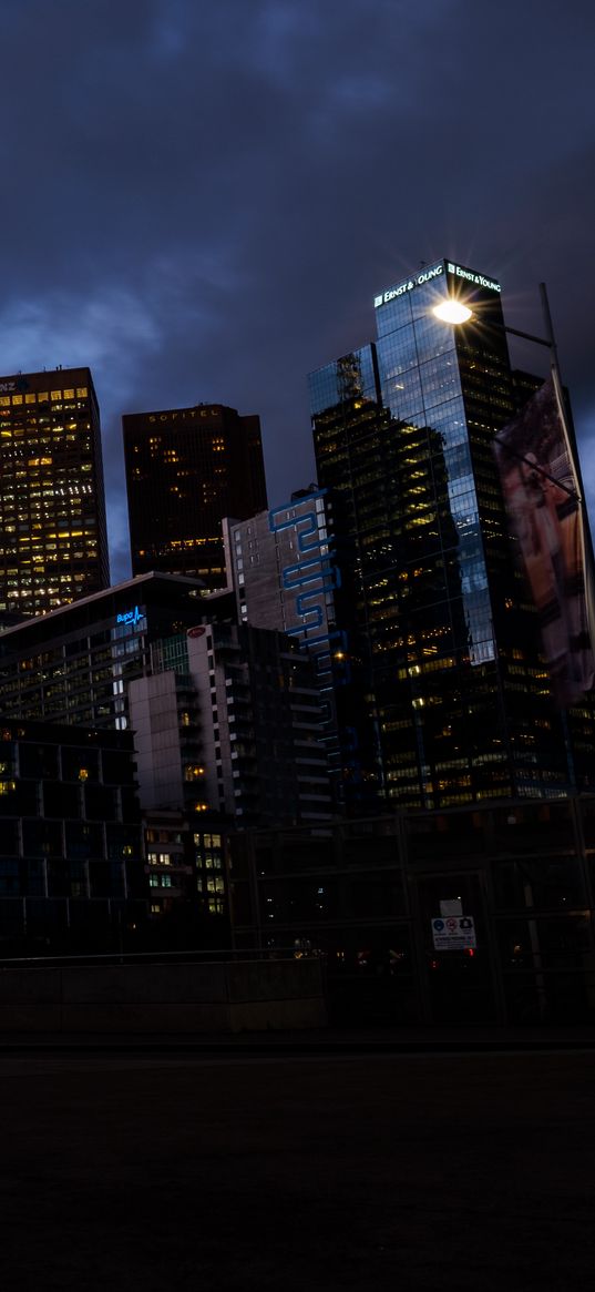 melbourne, australia, skyscrapers, night