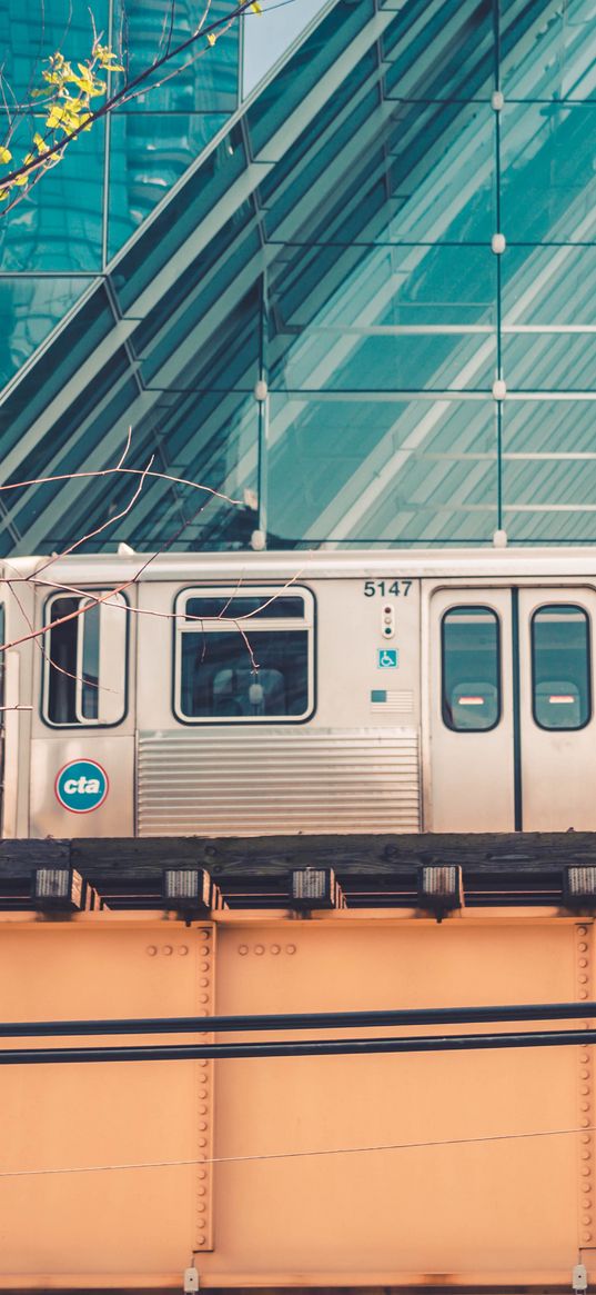 chicago, usa, train, bridge