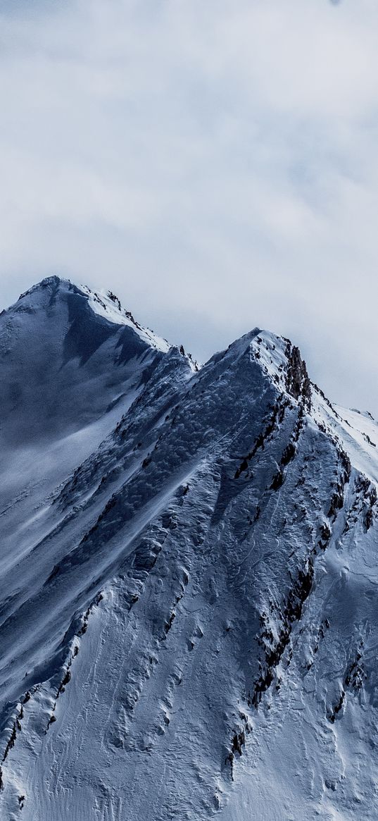 mountains, peaks, snow