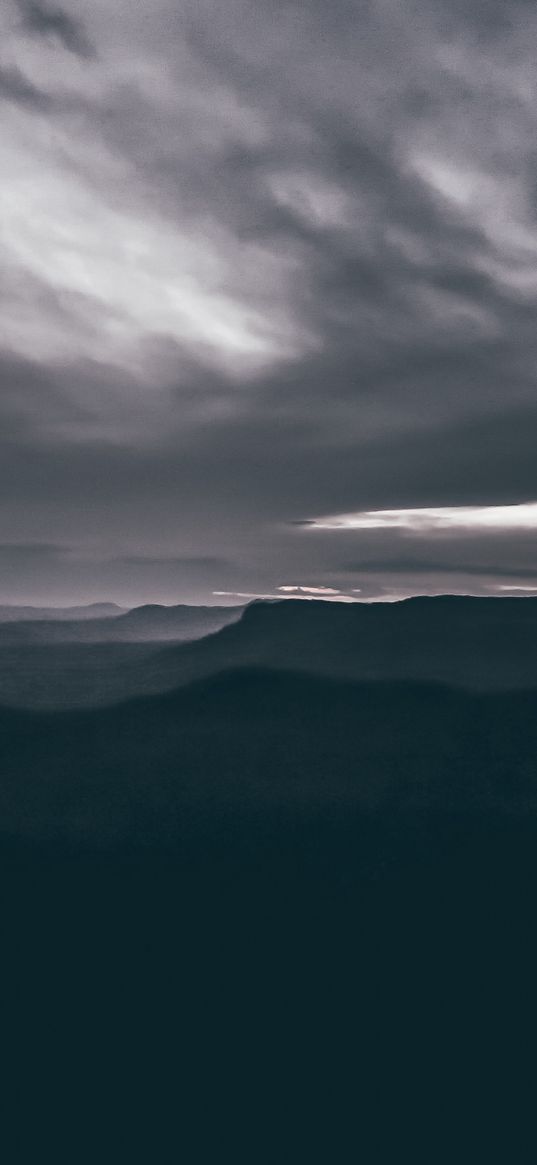 mountains, clouds, dark, national park, blue mountains, australia