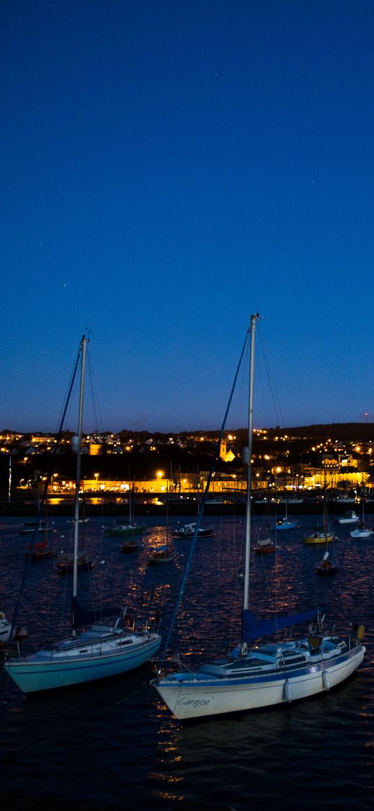 boat, dock, night, sea