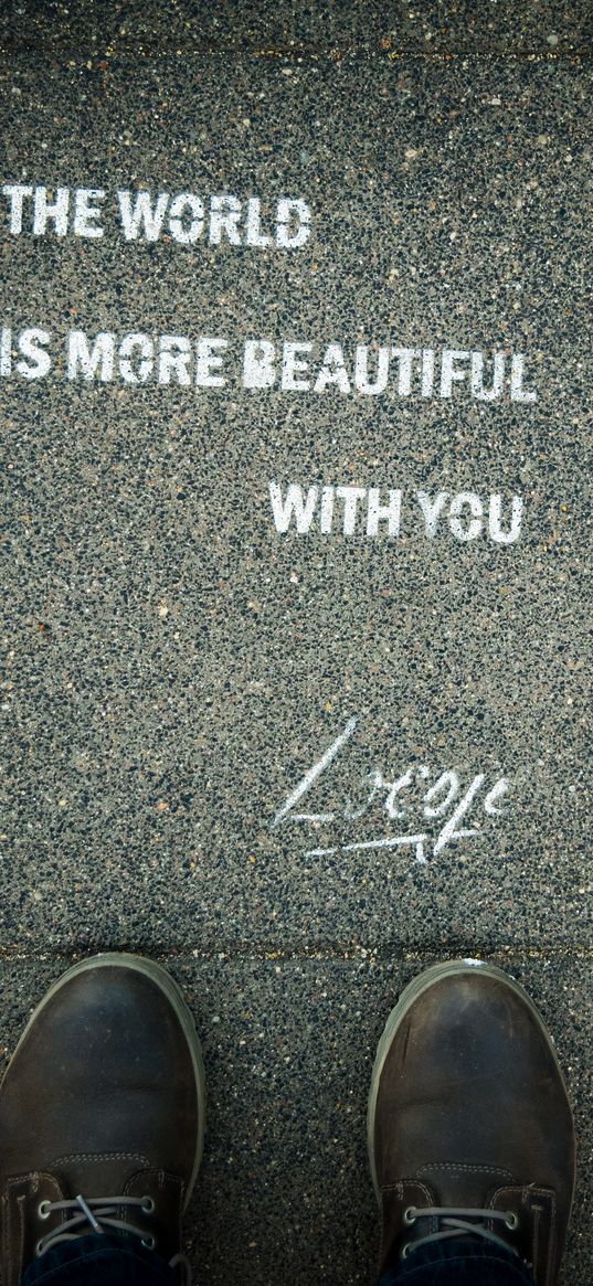 inscription, asphalt, quote