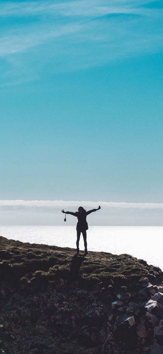 girl, sea, wind, freedom, inspiration