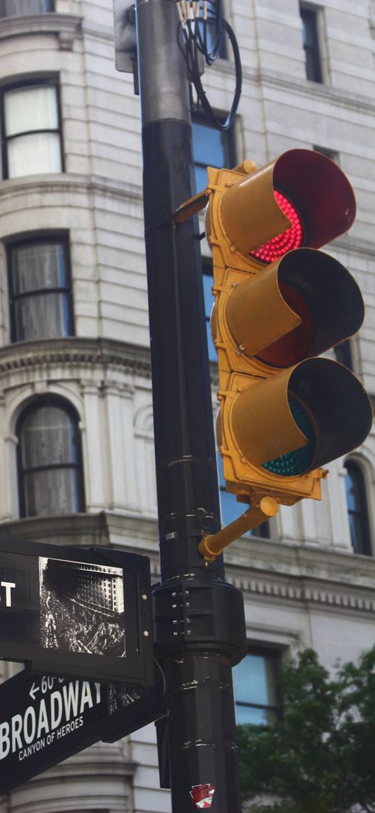 traffic light, street, pillar