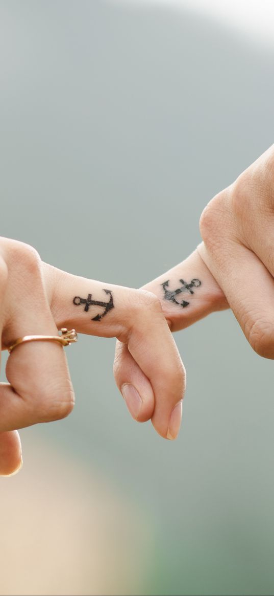 love, hands, romance, tattoos, couple, anchor