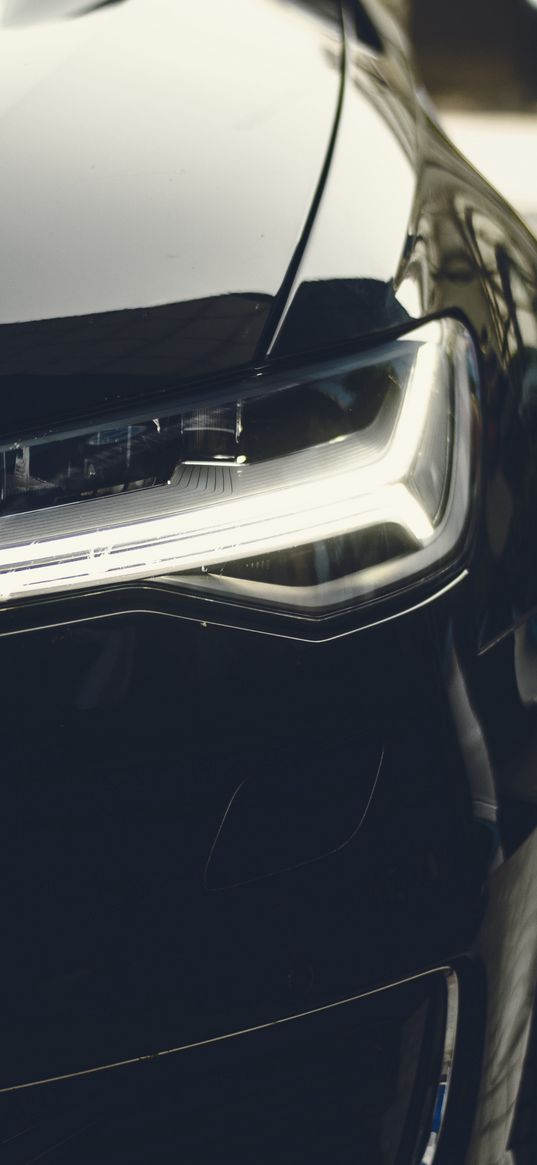 headlight, car, black, front view