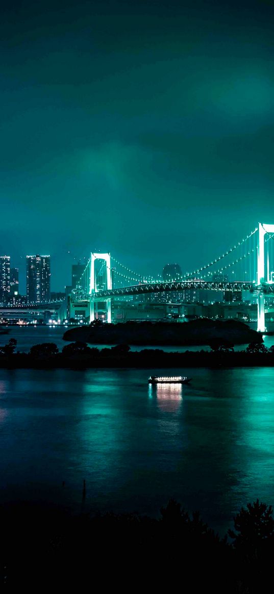 minato, japan, night city, bridge
