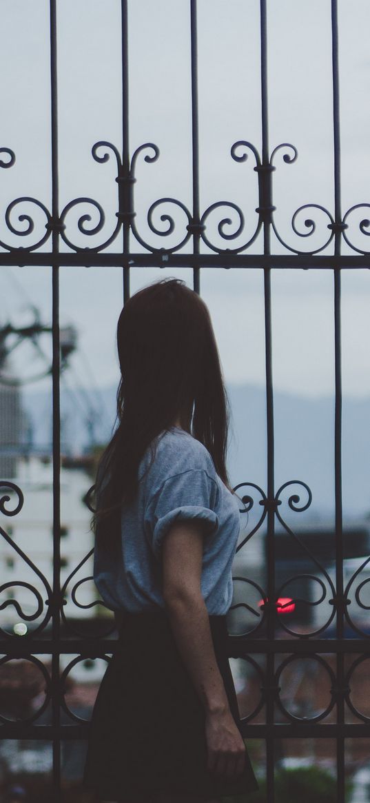 girl, gate, walk