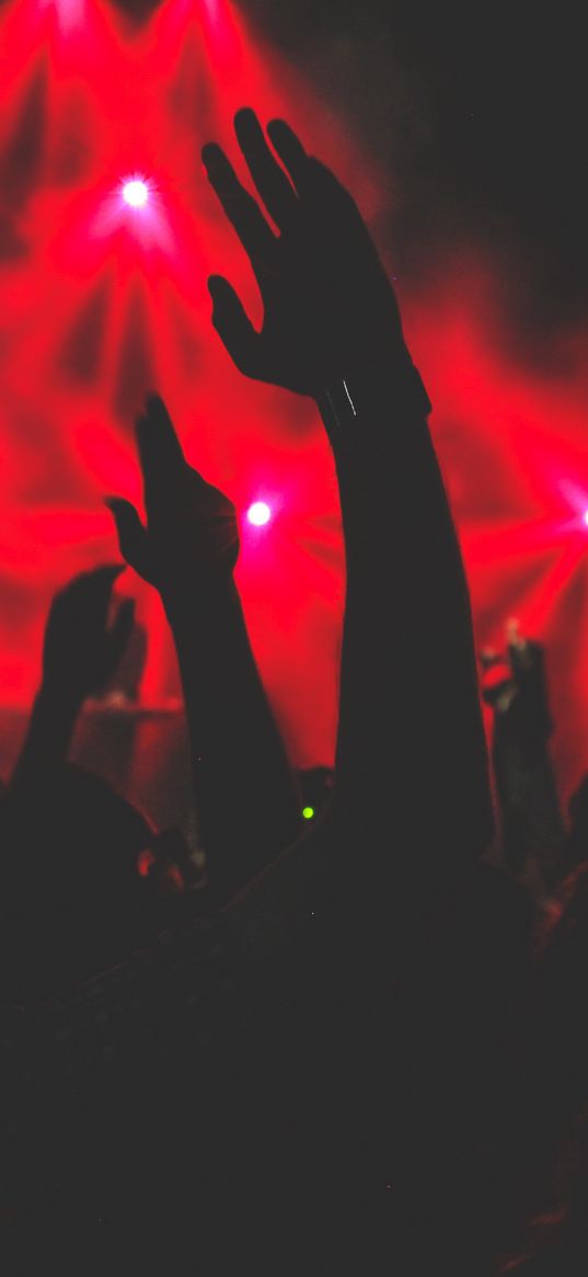 hands, concert, audience, silhouettes