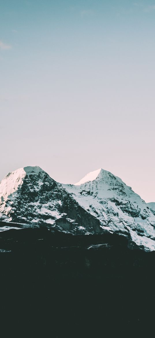 mountains, peaks, snow covered