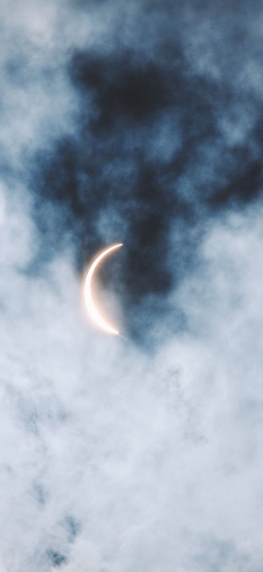 eclipse, clouds, sun, moon