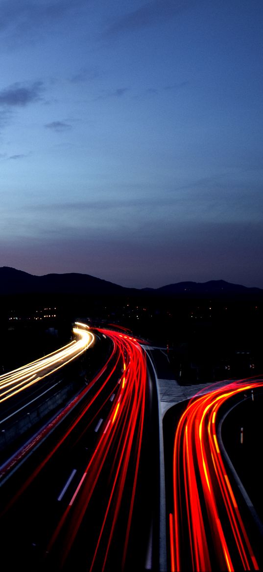 road, traffic, light, night