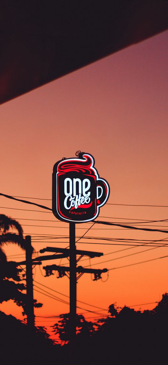 signboard, cafeteria, night