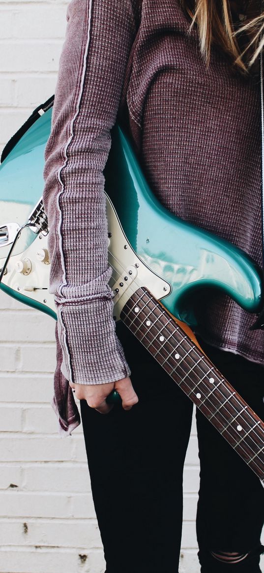 guitar, musician, girl, musical instrument