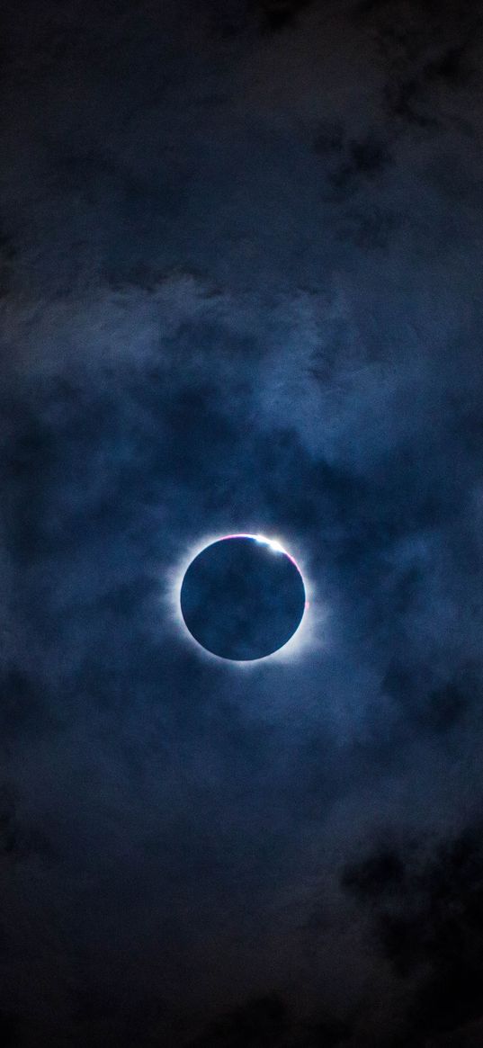 eclipse, sky, moon, clouds