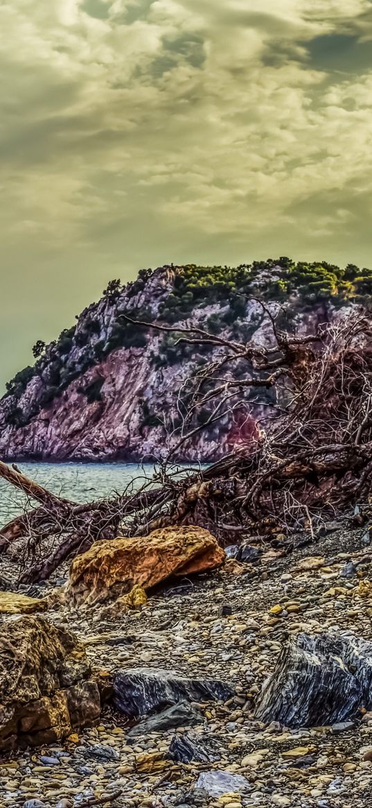 beach, pebble, rock, hdr