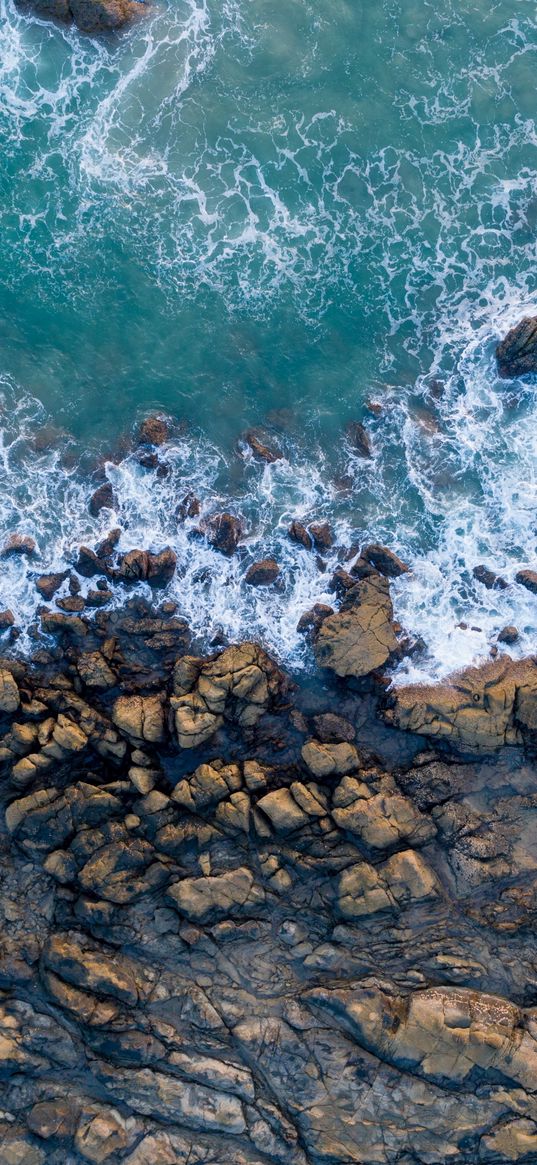 shore, stones, sea, surf