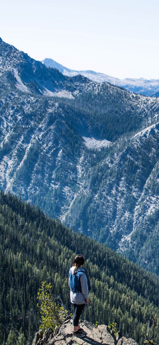 girl, mountains, freedom, loneliness