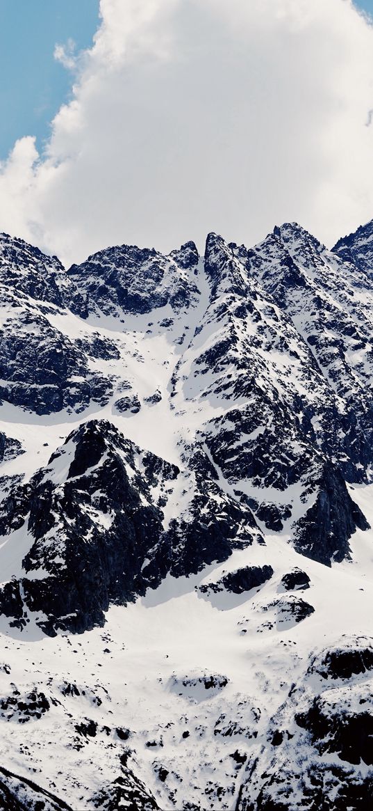 mountains, snow-covered, peaks