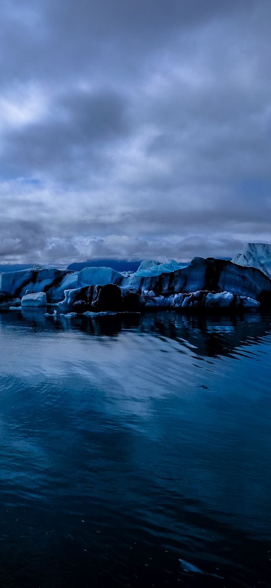 glacier, sea, snow, ice, evening