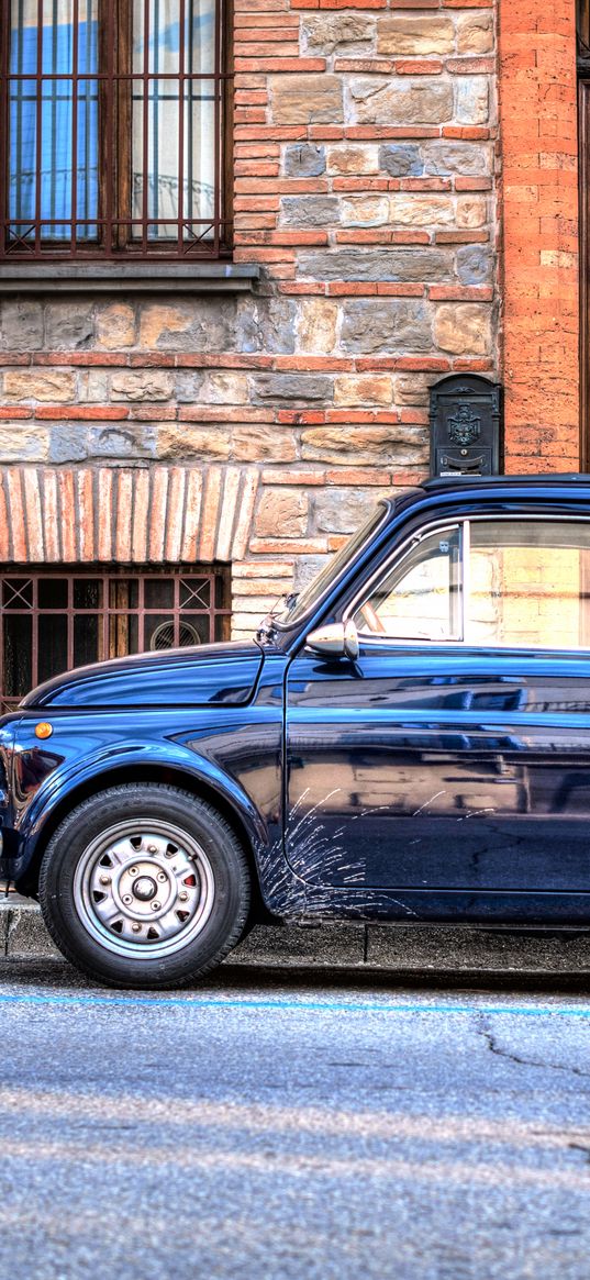 auto, mini, retro, side view, hdr