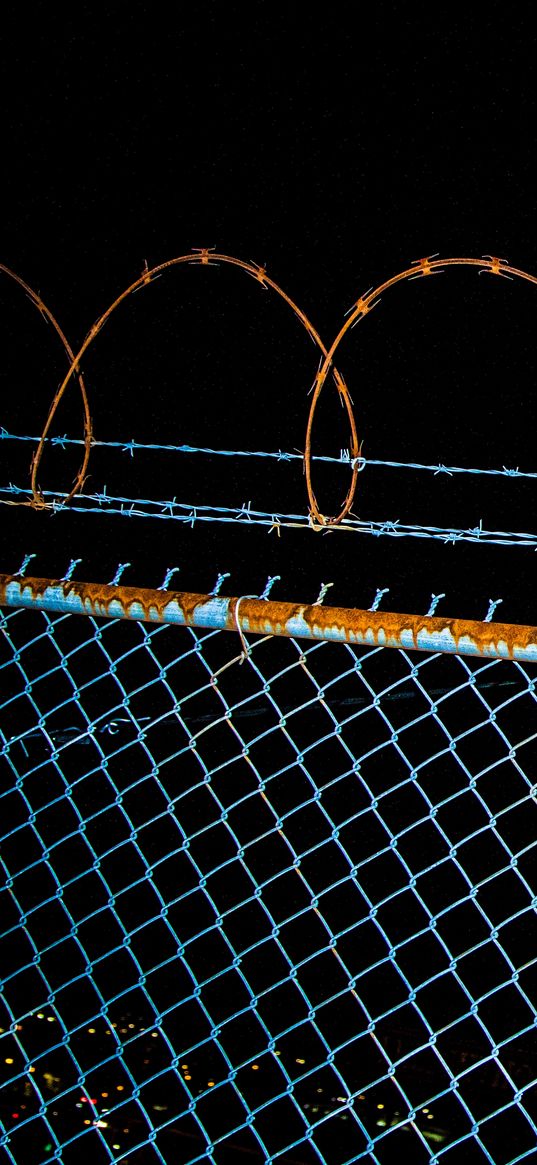 fence, barbed wire, rust