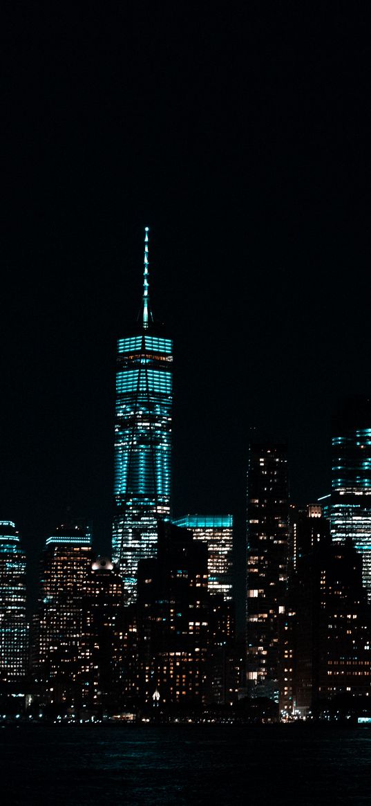 skyscrapers, night, panorama, light