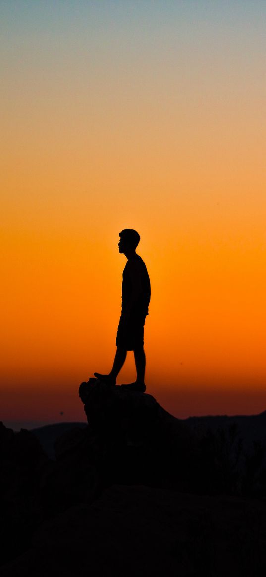 silhouette, cliff, sky