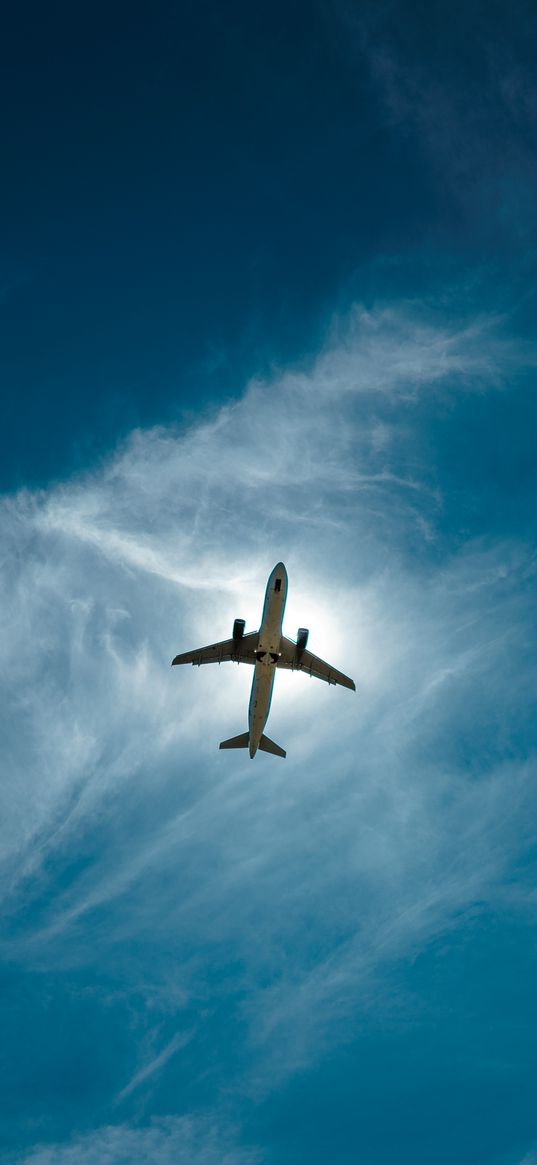 airplane, sky, flight, clouds, height