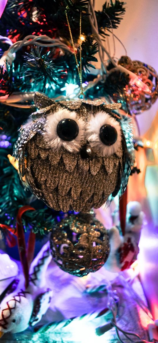 new year, christmas, christmas tree toy, owl