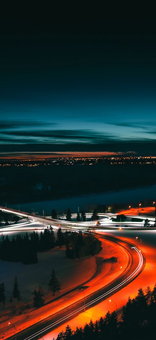 edmonton, canada, night city, top view