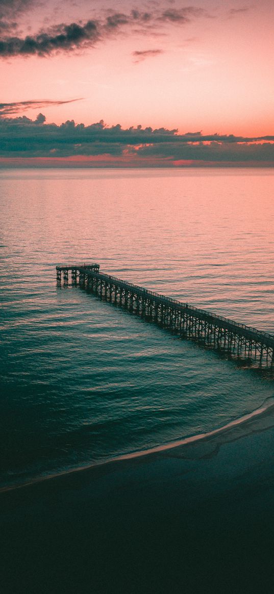 pier, dock, sea, dusk, shore