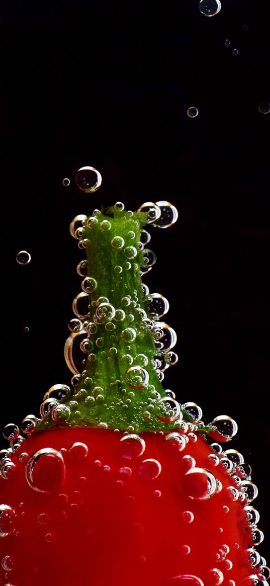 pepper, bubbles, paprika, drops, close-up