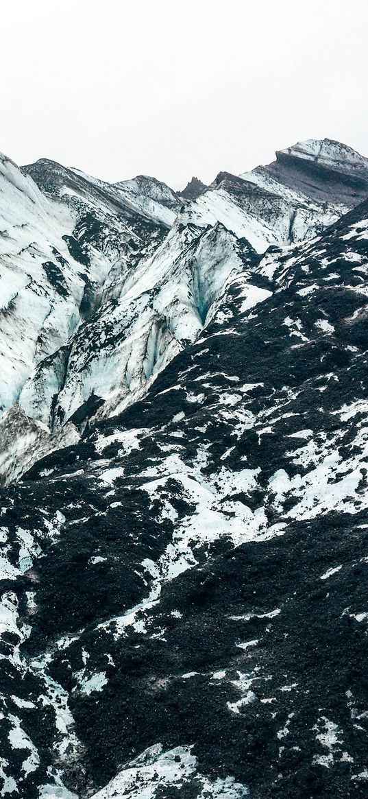 mountains, snow-covered, peaks