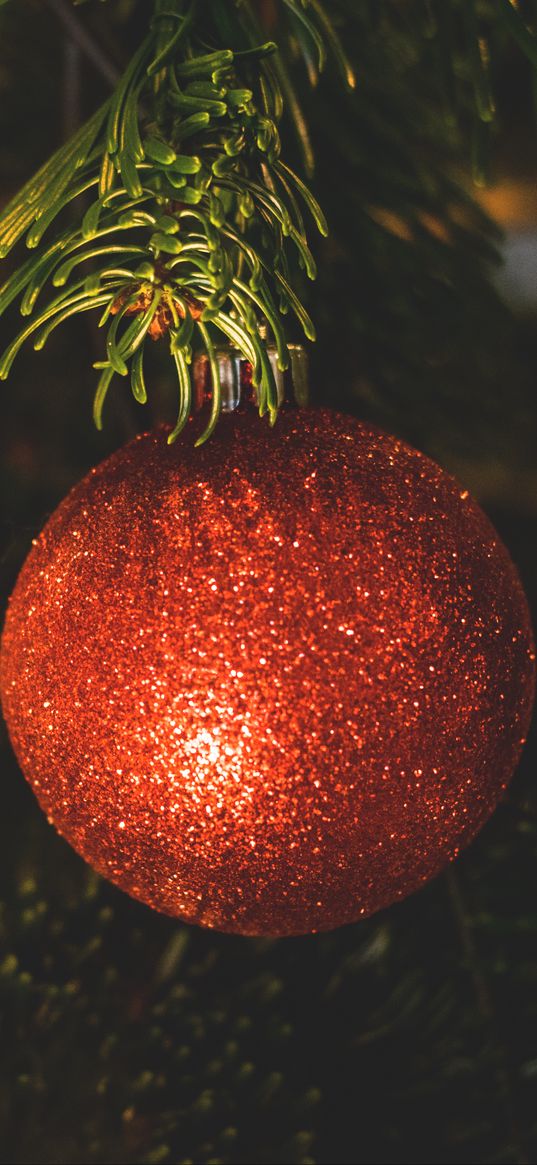 ball, christmas decoration, christmas tree, red, sequins, christmas, new year