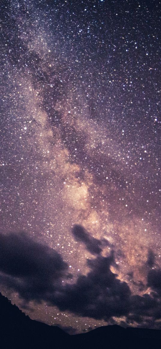 starry sky, milky way, clouds, night