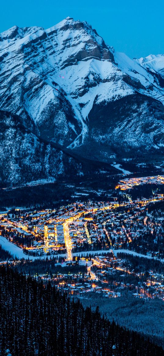 banff, canada, night, mountains