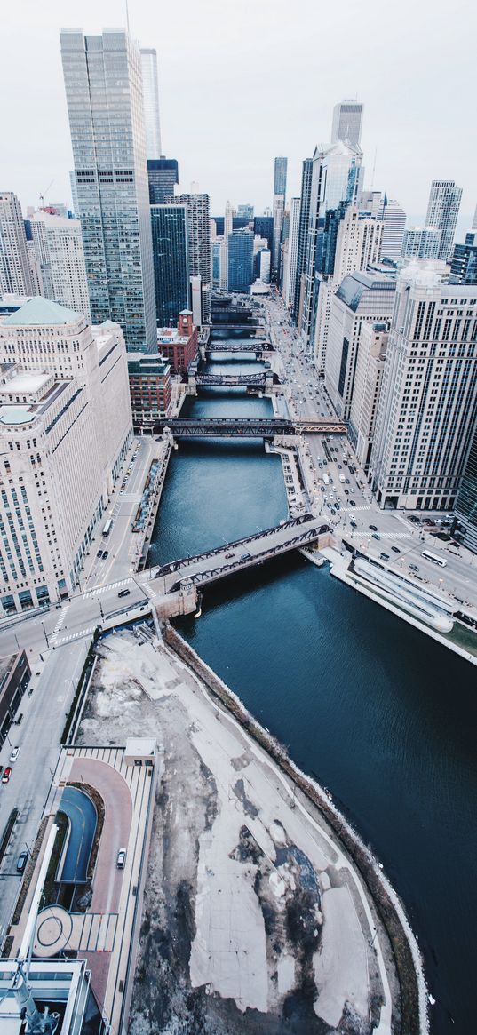 chicago, united states, skyscrapers, bridges, view from above