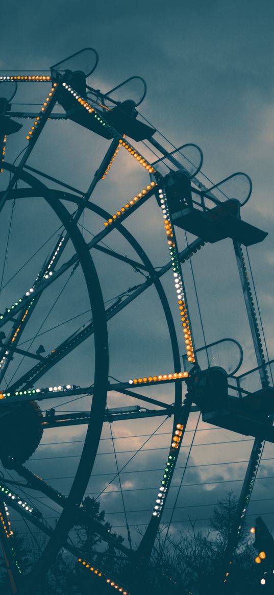 ferris wheel, night, backlight