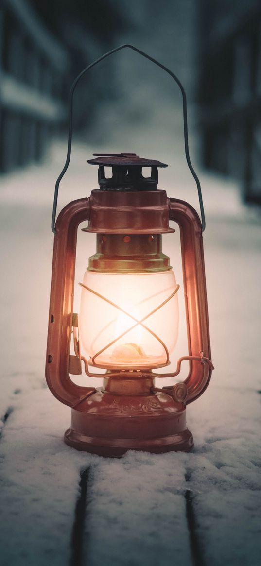 lamp, lantern, snow
