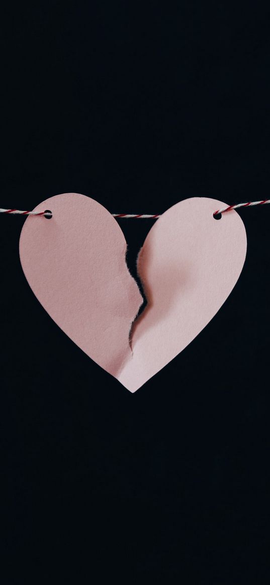 heart, paper, string, breaking