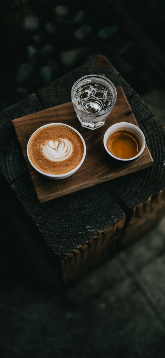 coffee, water, cups, drinks