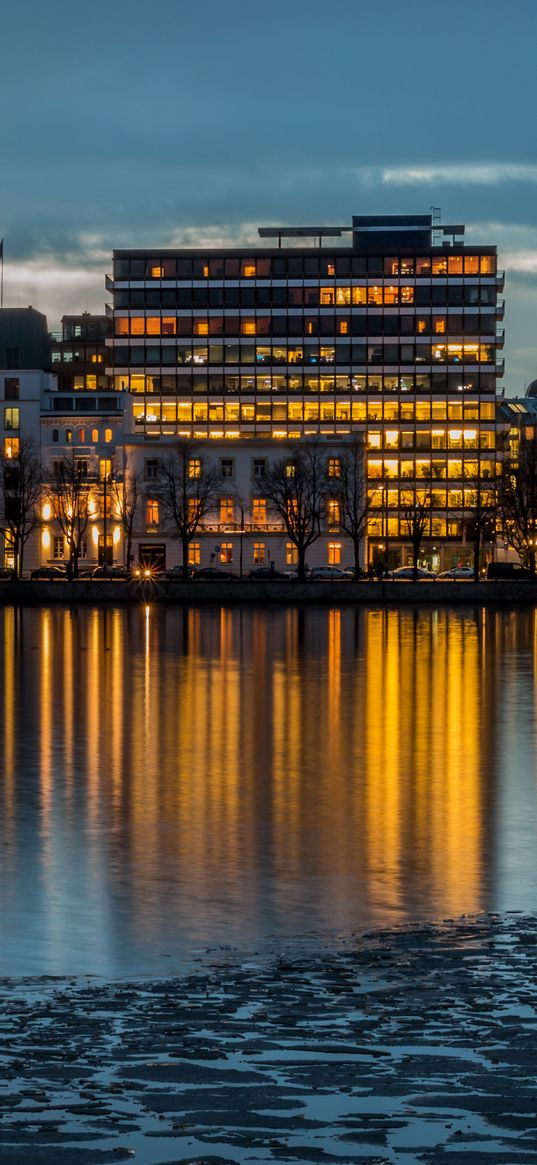 hamburg, germany, buildings, river