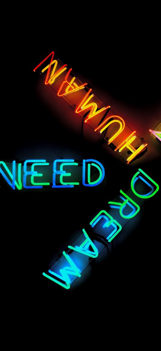 inscriptions, letters, neon, colorful