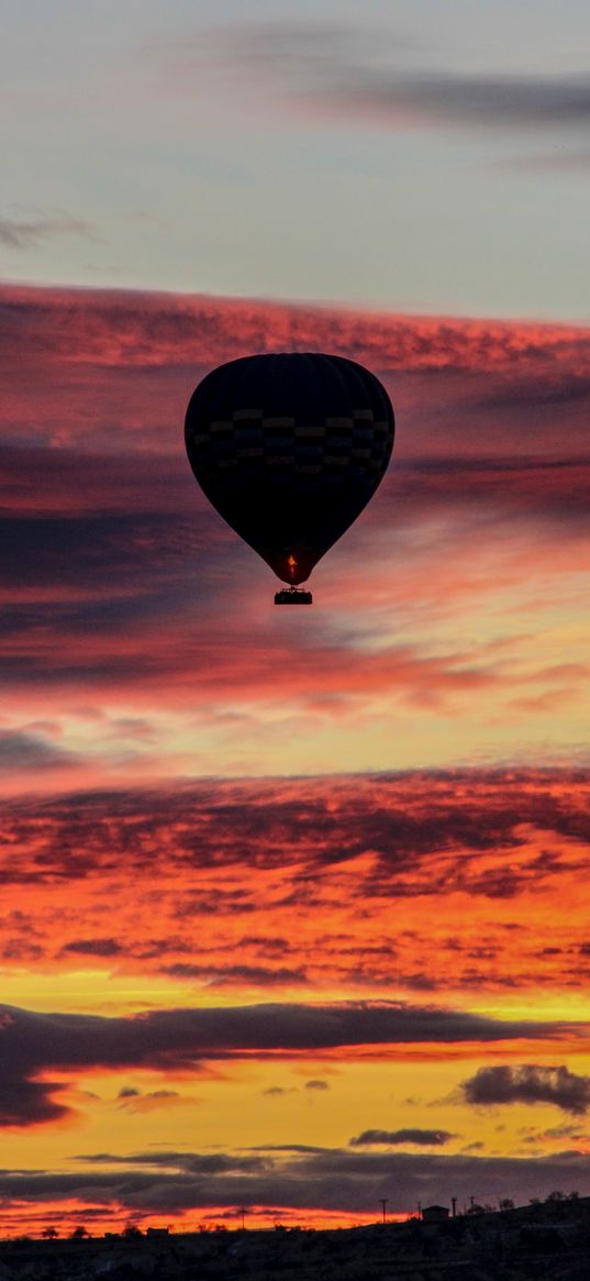 air balloon, sky, flight, sunset, clouds