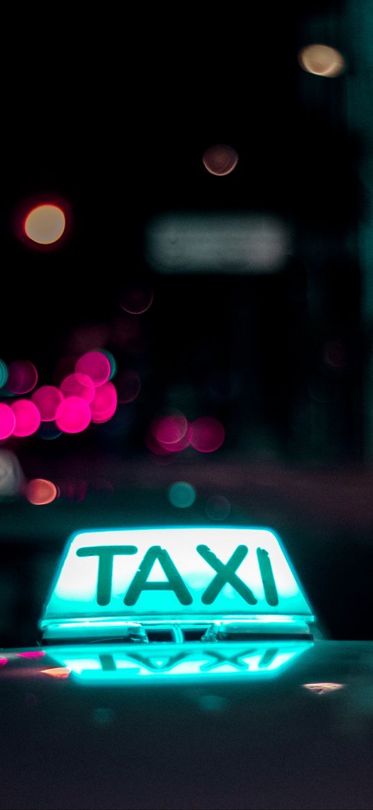 taxi, inscription, glare, light