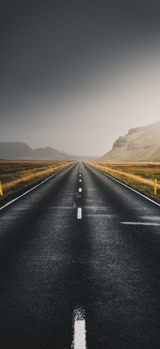 road, marking, mountains, asphalt, direction