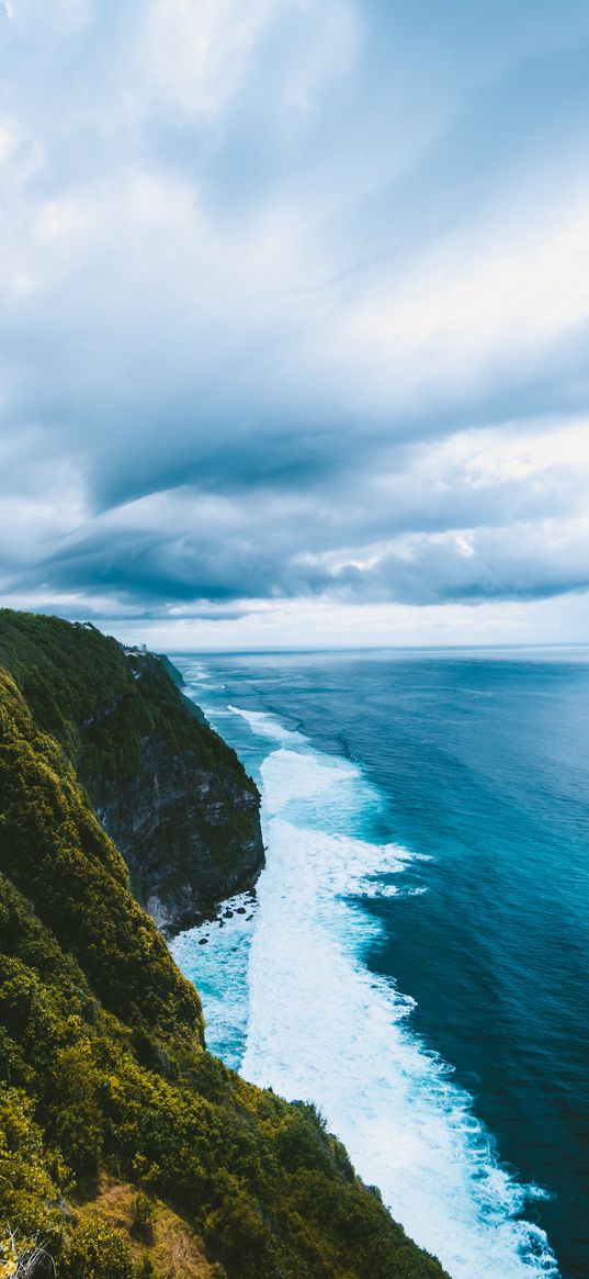 cliff, sea, surf, sky