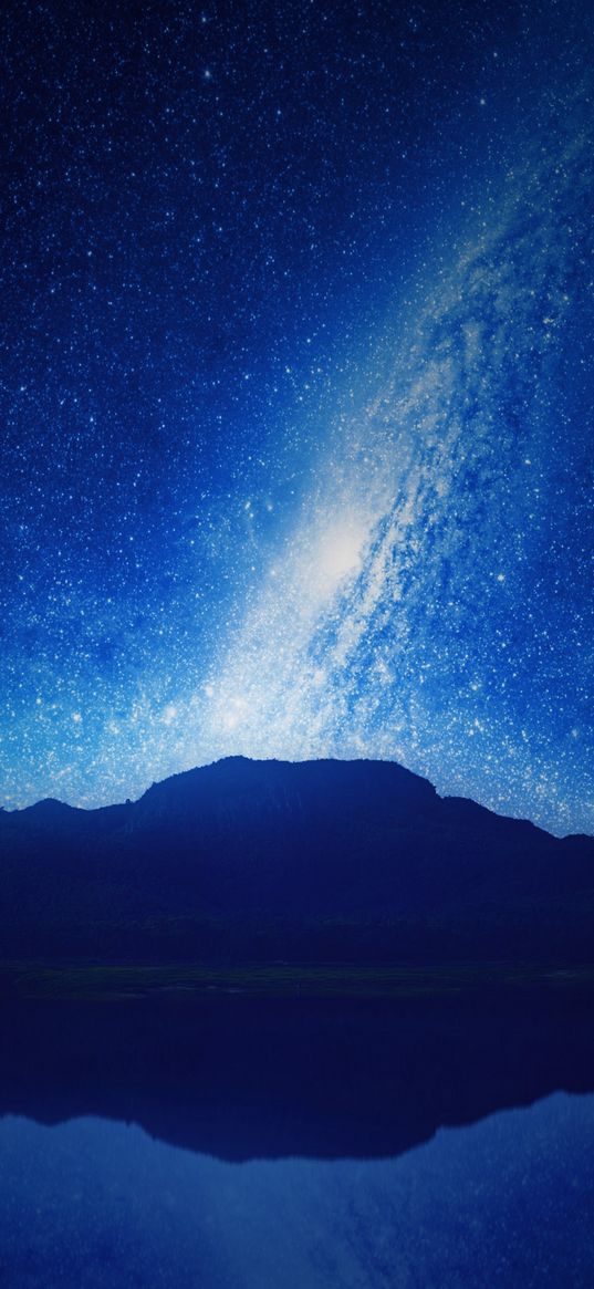 mountains, starry sky, milky way, night